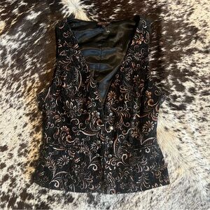 Shyanne Black Floral Metallic Embroidered Vest